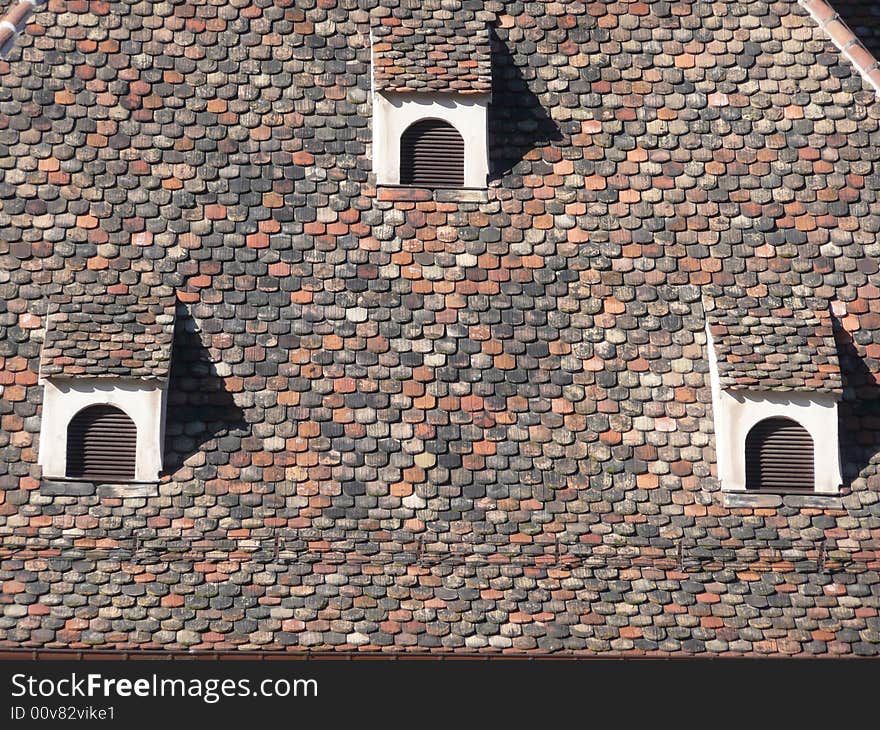 Dormer on roof with beaver tail tiles