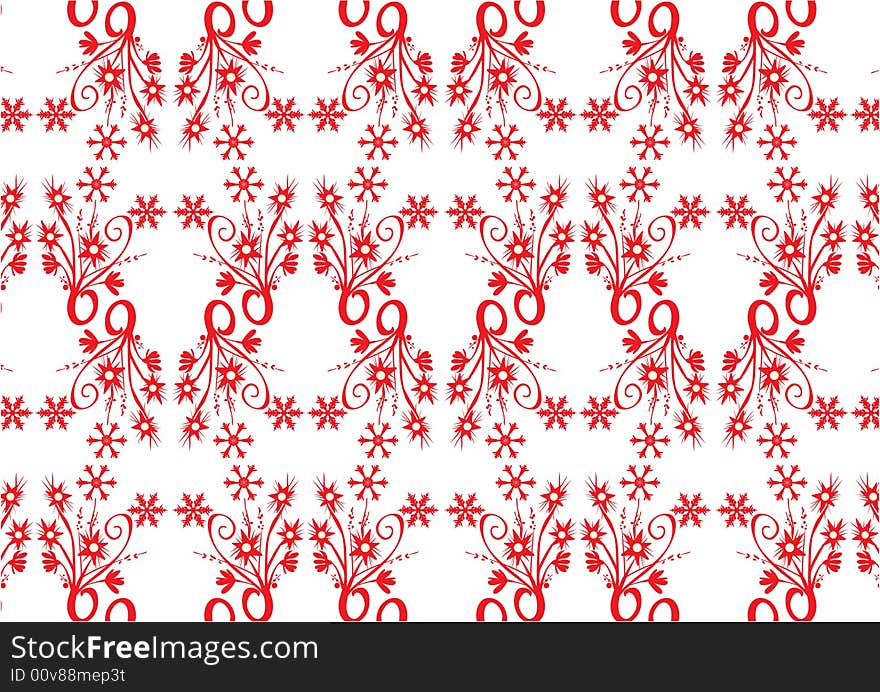 Red color floral borders with snowflakes. Red color floral borders with snowflakes