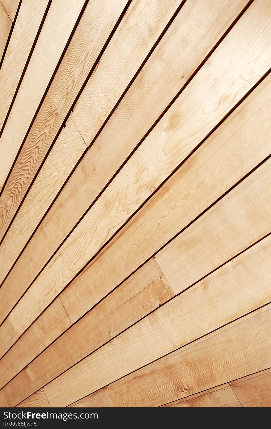 Wooden texture on the exterior of a modern building