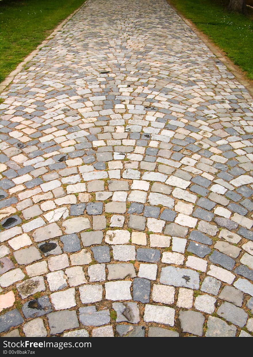 Paved road, brick, cobble street. Paved road, brick, cobble street