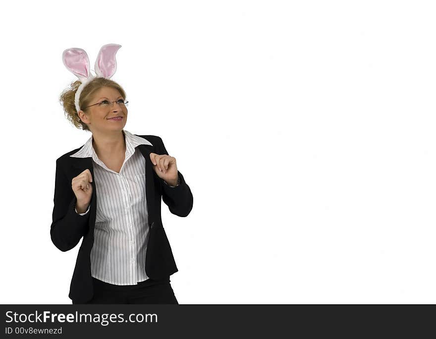 Business Woman as Easter Bunny