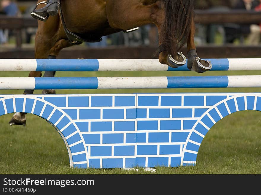 Horse in a show jumping event. Horse in a show jumping event.