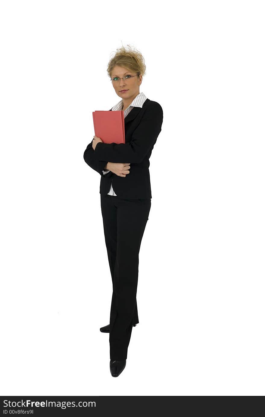 Business woman with red folder.