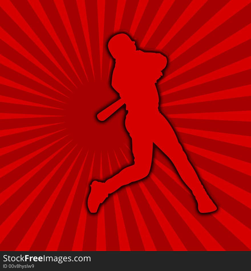 A BasaBall Player on a Red SunBurst BackGround. A BasaBall Player on a Red SunBurst BackGround