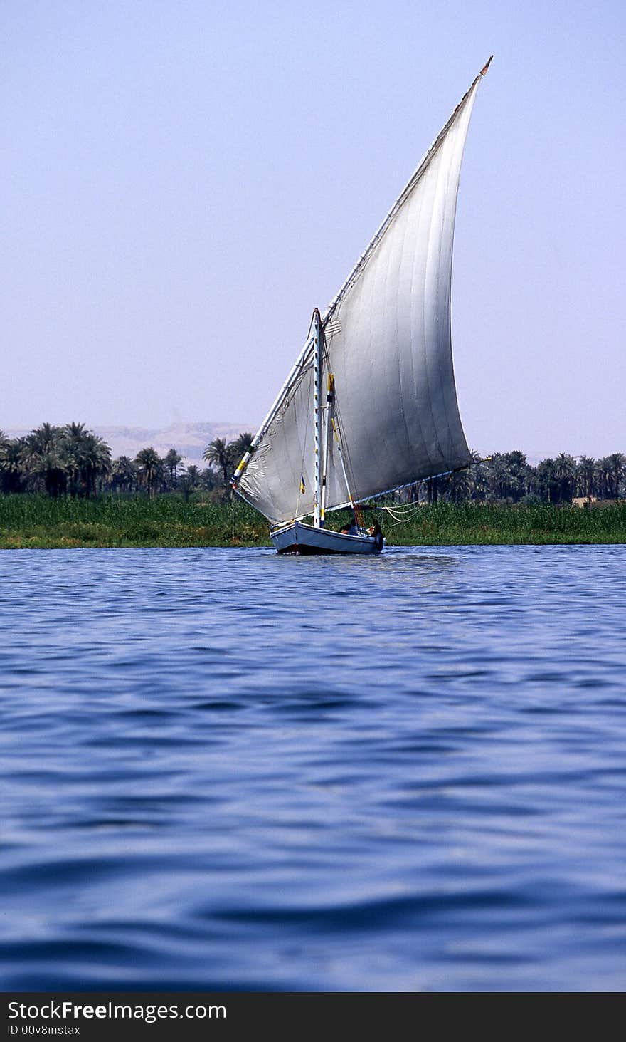 Sailing boat on river in Egypt