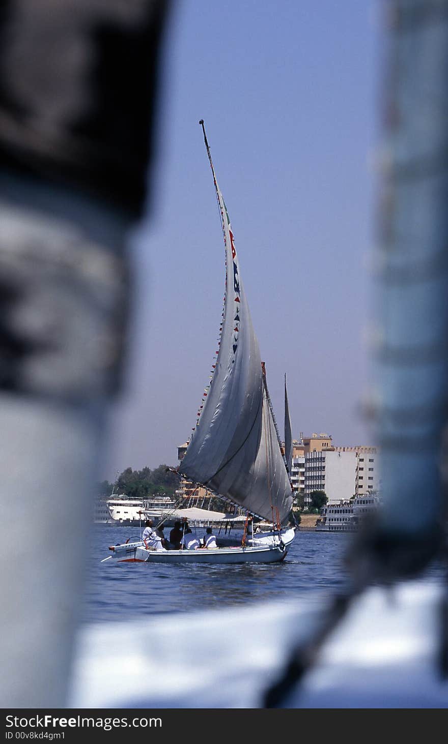 Sailing boat on river in Egypt