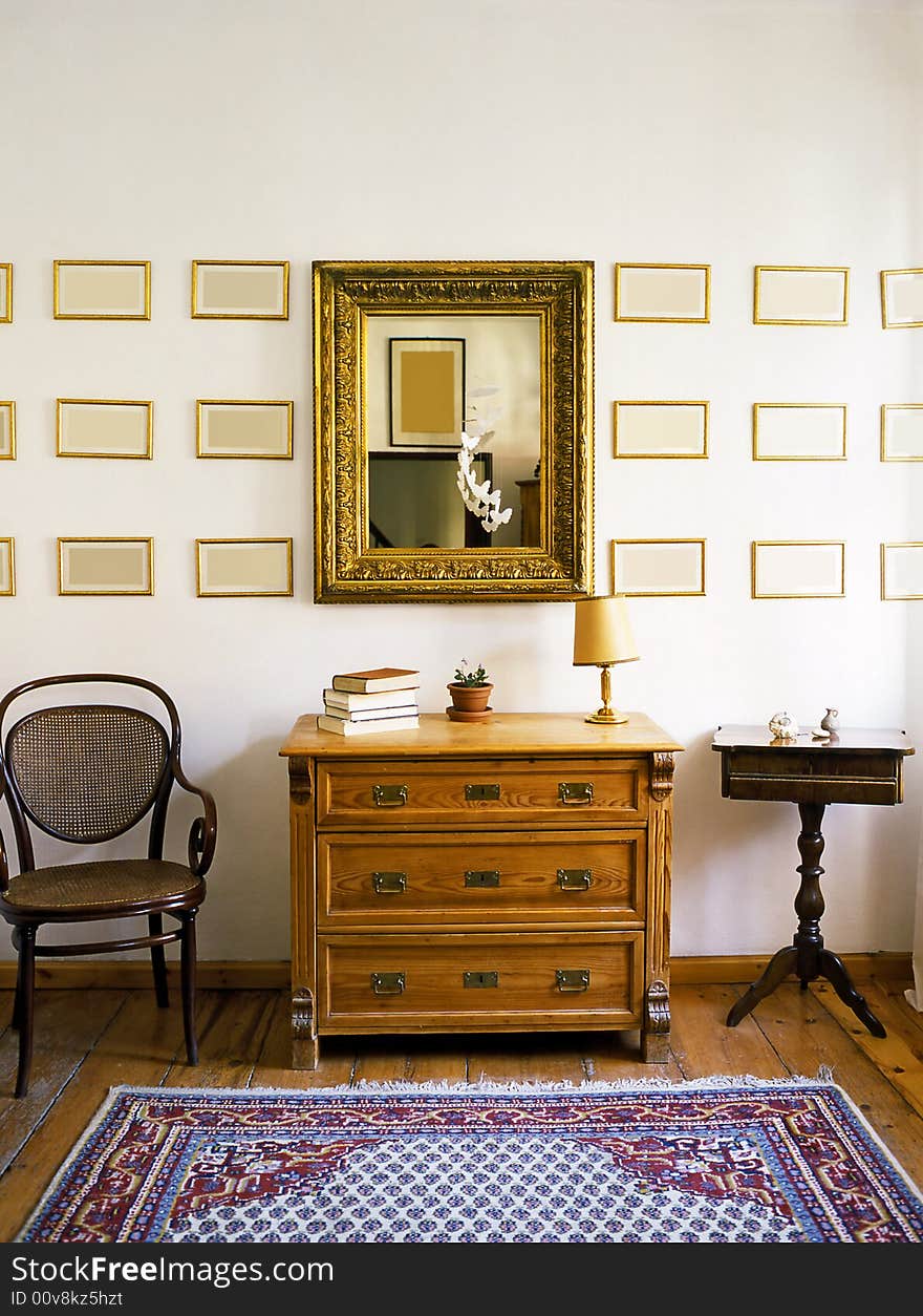 Cabinet in retro style with wooden locker