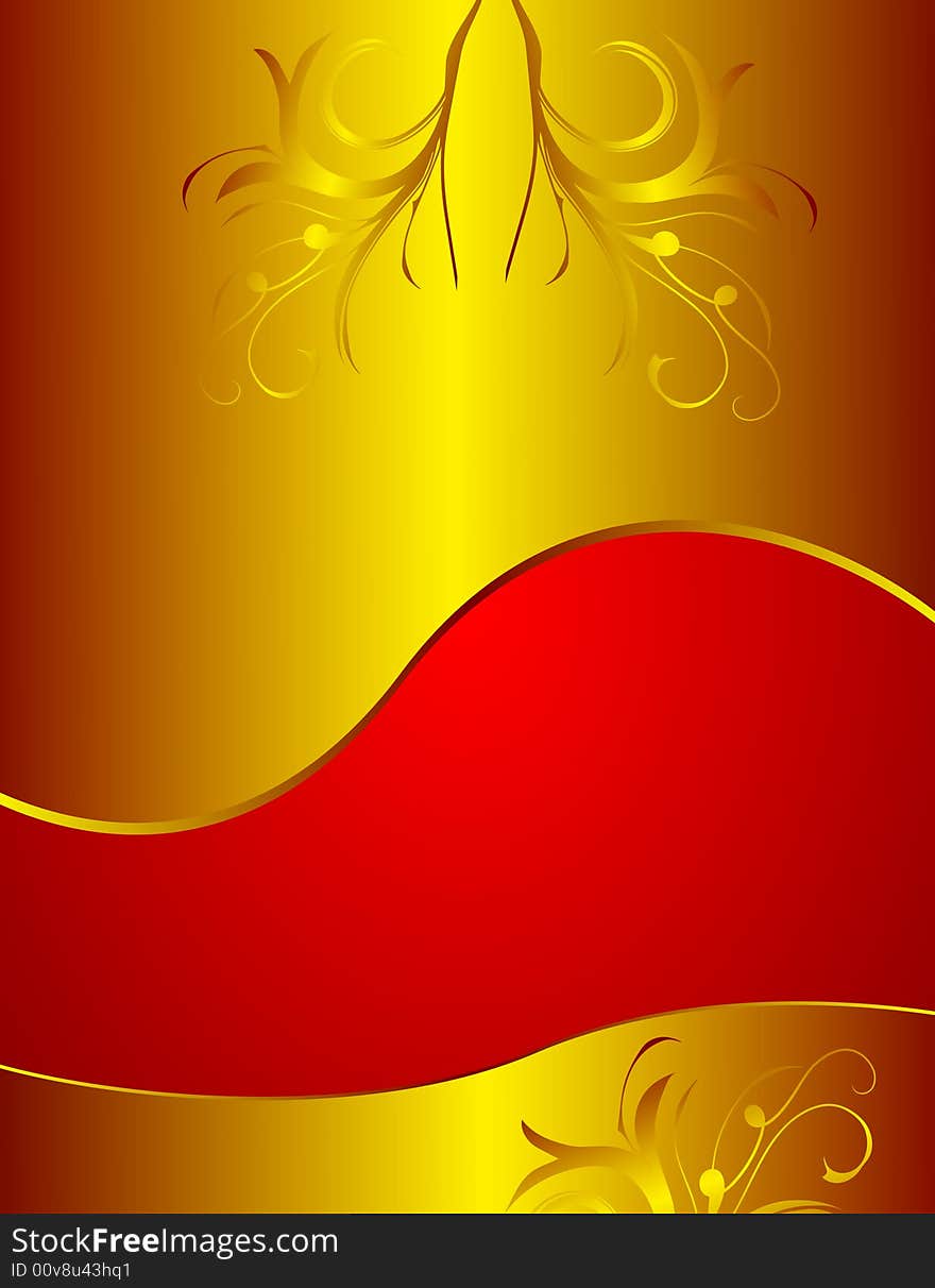 Golden floral background, vector illustration