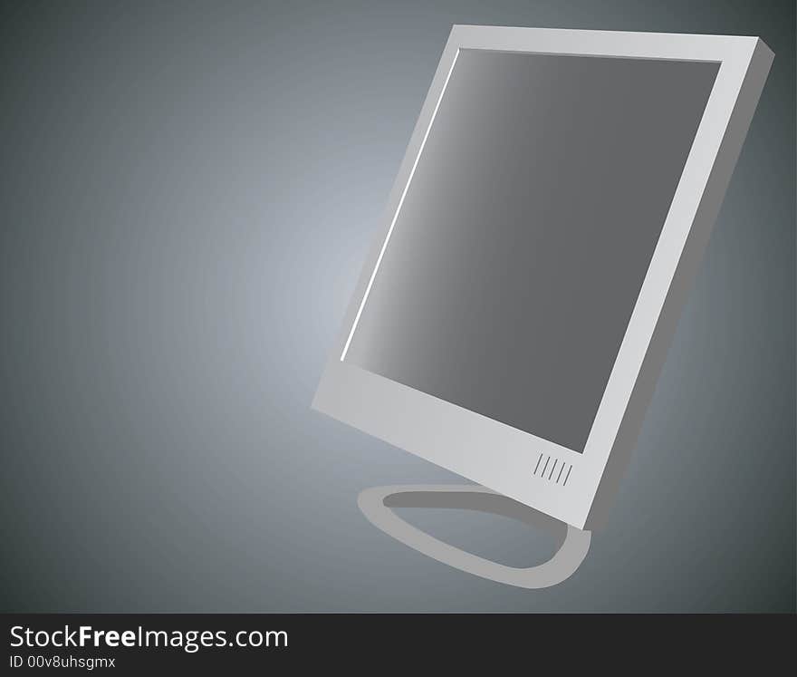 Computer monitor on gray background, vector illustration