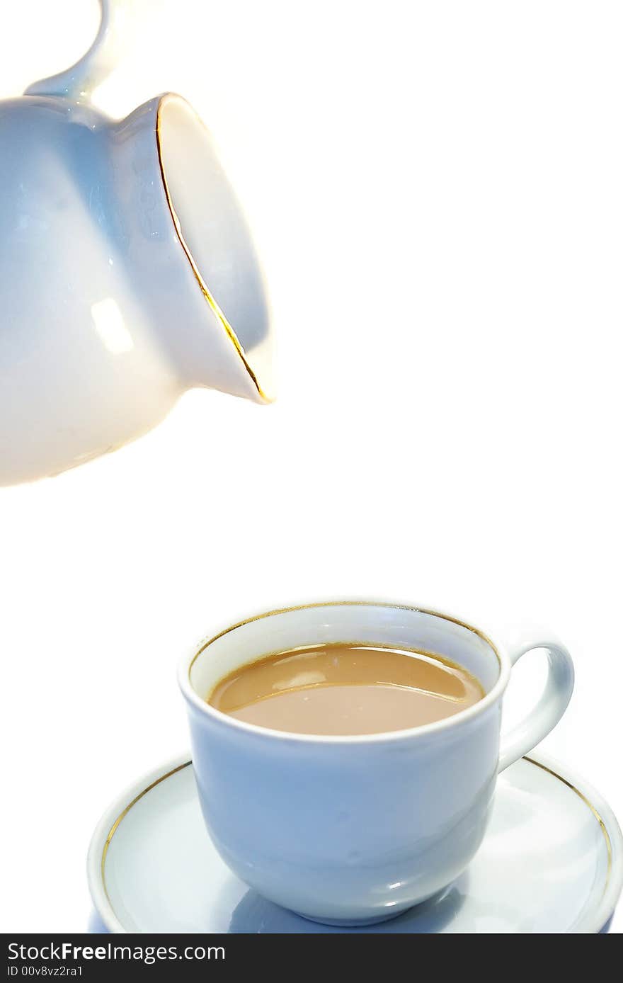 Coffee with milk isolated on a white background