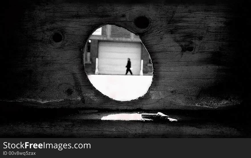 Downtown Toronto, person, walking, zigarette, hole. Downtown Toronto, person, walking, zigarette, hole