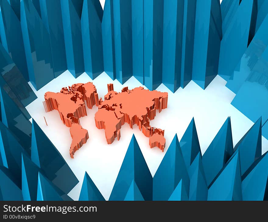 World map 3D abstract background