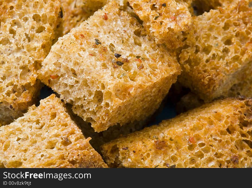 Slices of the roasted bread close up