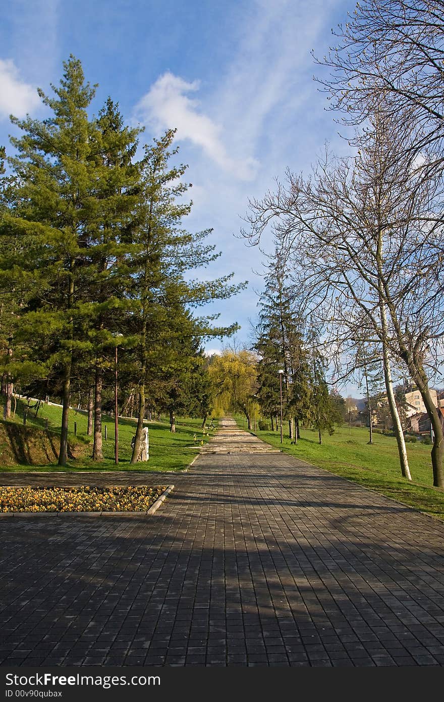 Park in the tuzla city in bosnia and herzegovina during afternoon