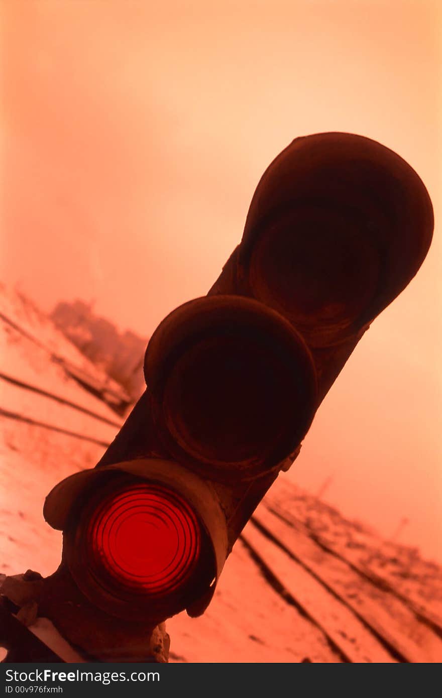 Iron road traffic light of road