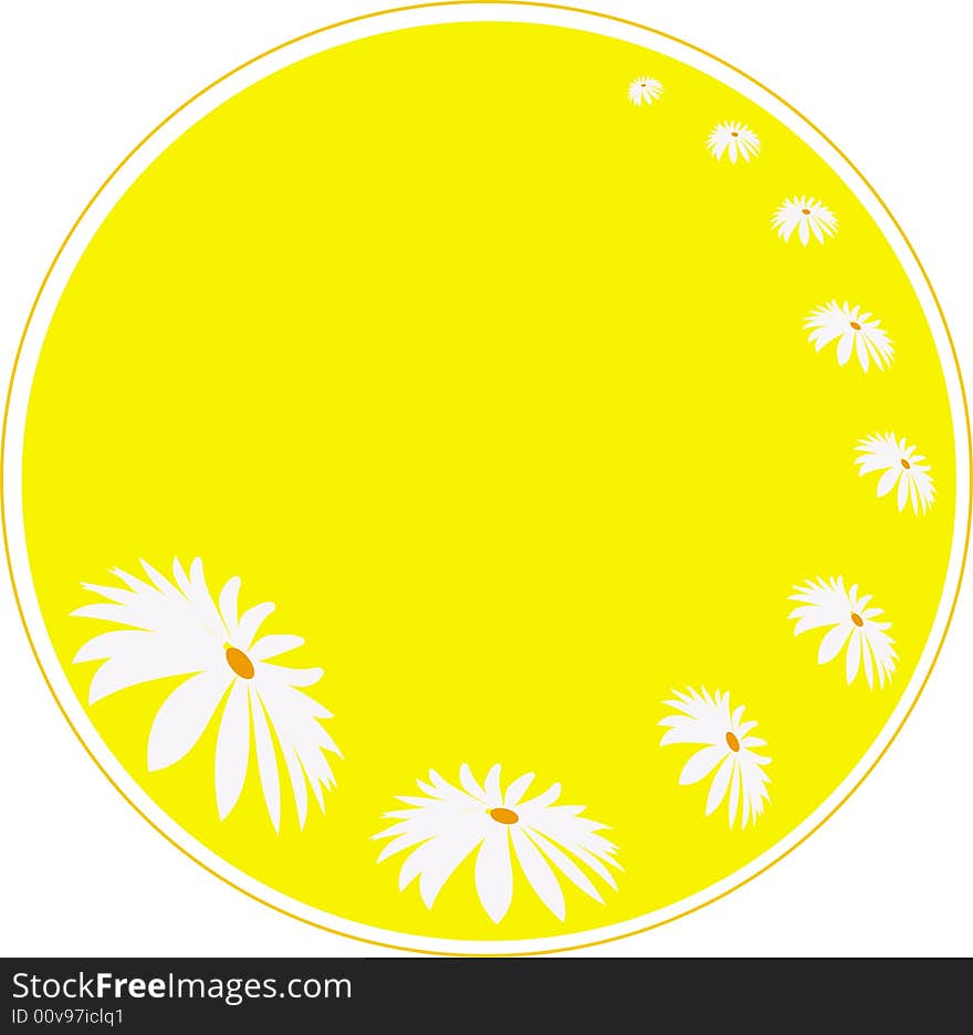 Vector illustration - flowers in the yellow circle