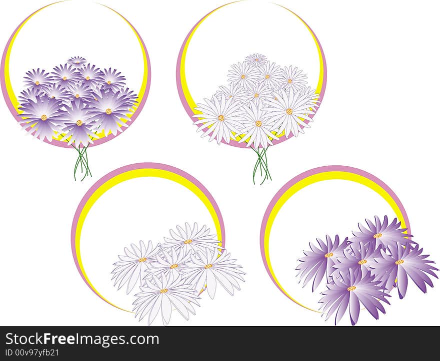 Vector illustration - flowers in the yellow circle