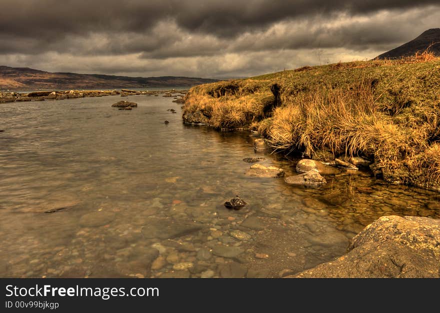 The small stream which has ahead estuary to the ocean. The small stream which has ahead estuary to the ocean