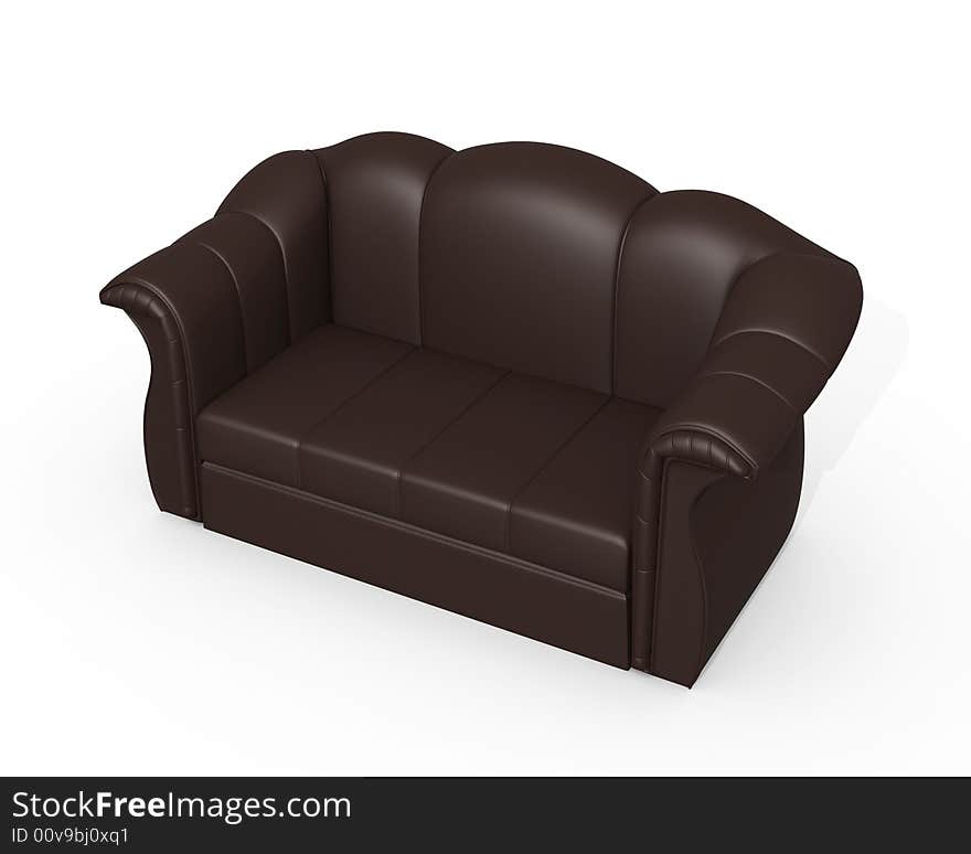 Dark red leather isolated sofa