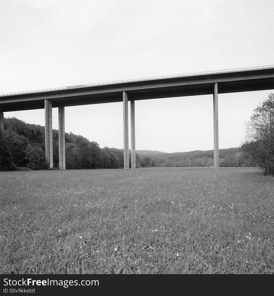 High Bridge over a grazing land. High Bridge over a grazing land