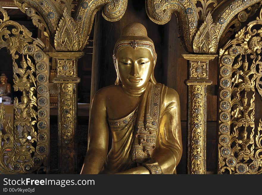 Myanmar, Salay: statue in salay monastery