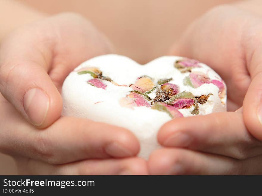 Beautiful soap in her hands