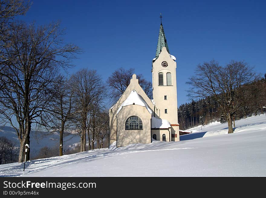 Highland chapel in winter