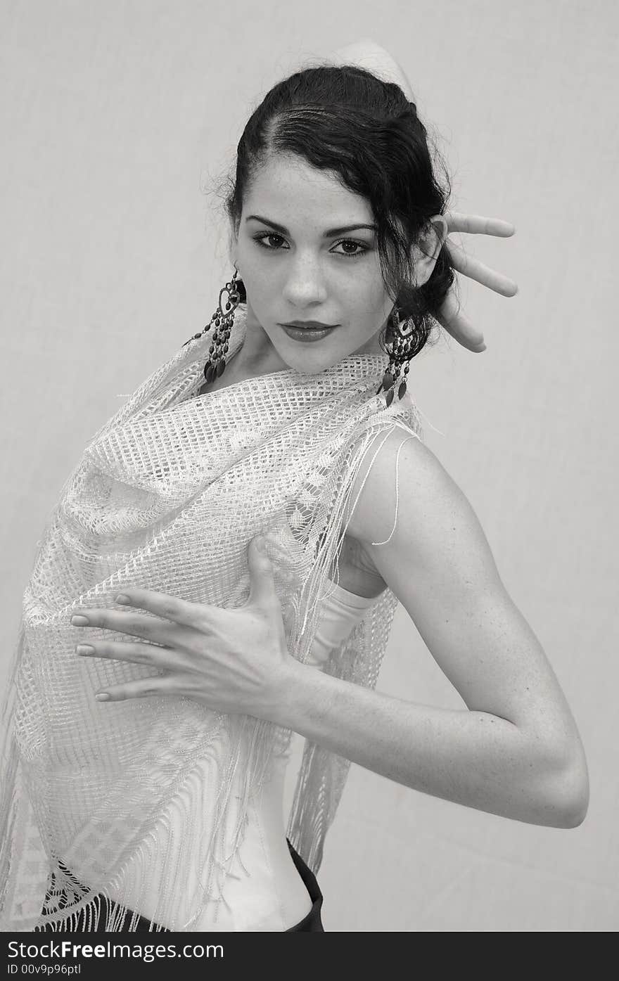 Portrait of young passionate flamenco dancer girl