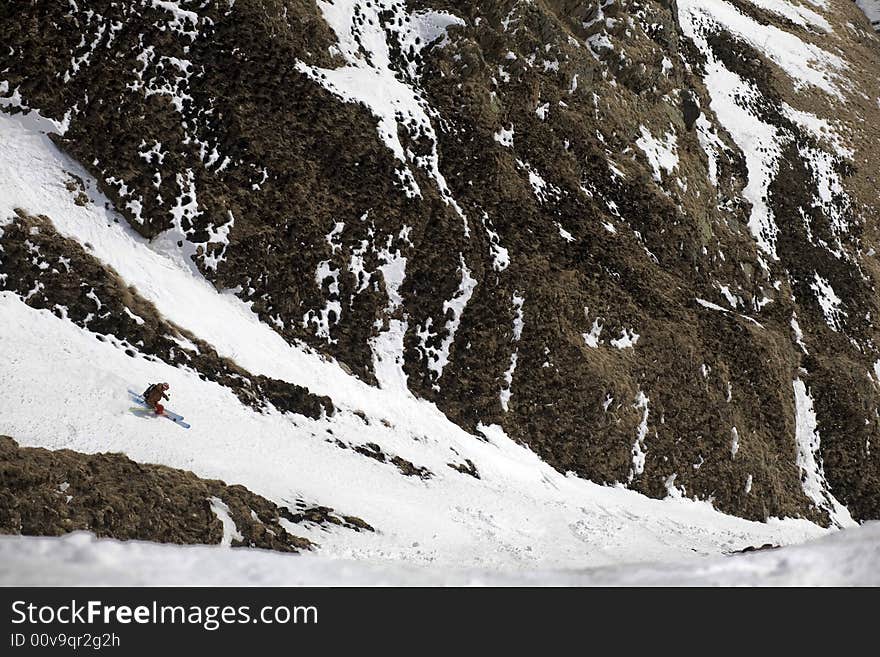 Ski Freeride In High Mountains