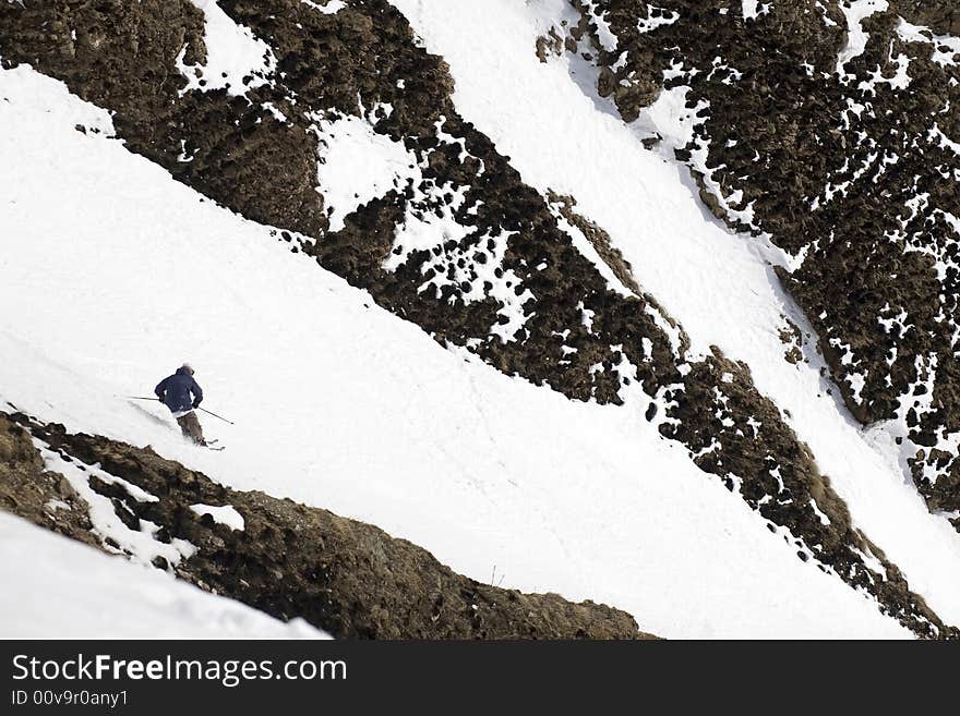 Ski Freeride In High Mountains