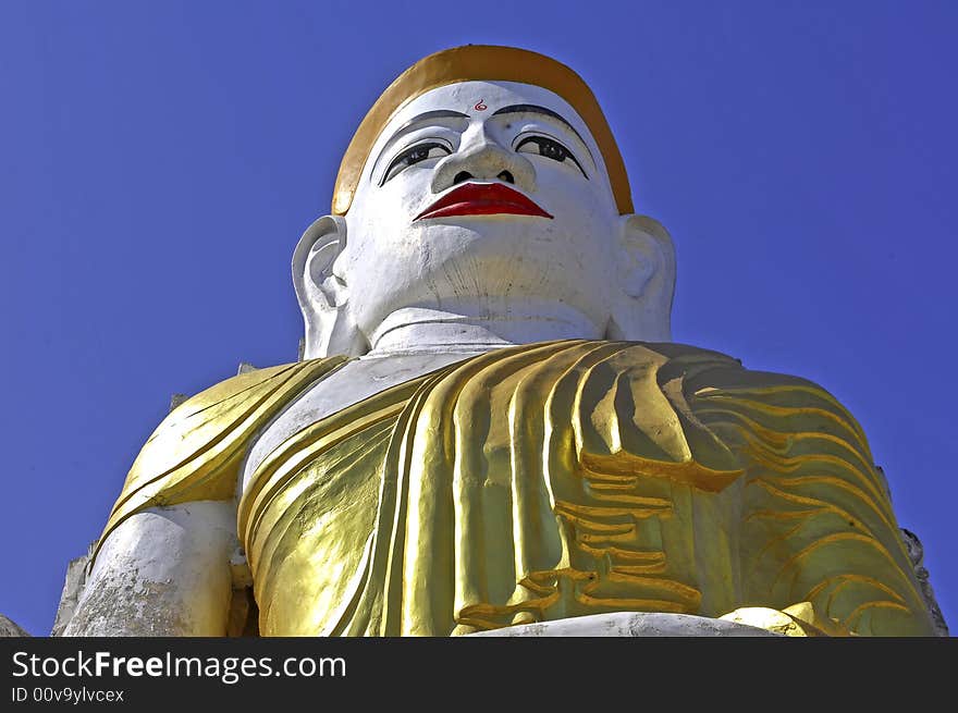 Myanmar, Inle Lake: A giant buddha sculpture at Nanthe Paya. Myanmar, Inle Lake: A giant buddha sculpture at Nanthe Paya