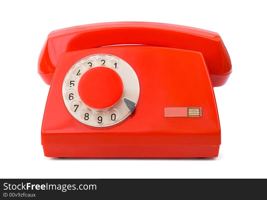 Close-up of retro telephone, isolated on white background