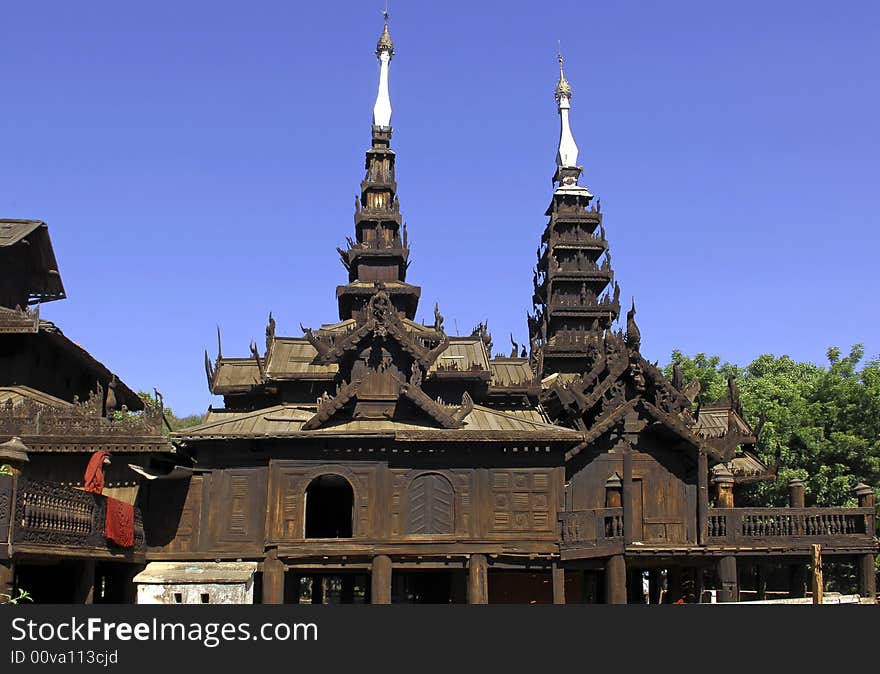 Myanmar, Salay: yosqson kyaung monastery; wonderful carved wooden construction for this ancient religious building