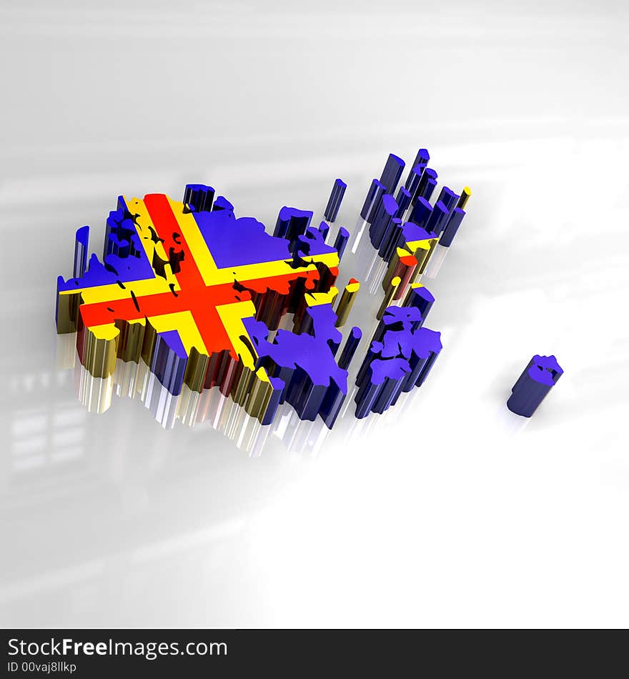 3d flag map of aaland