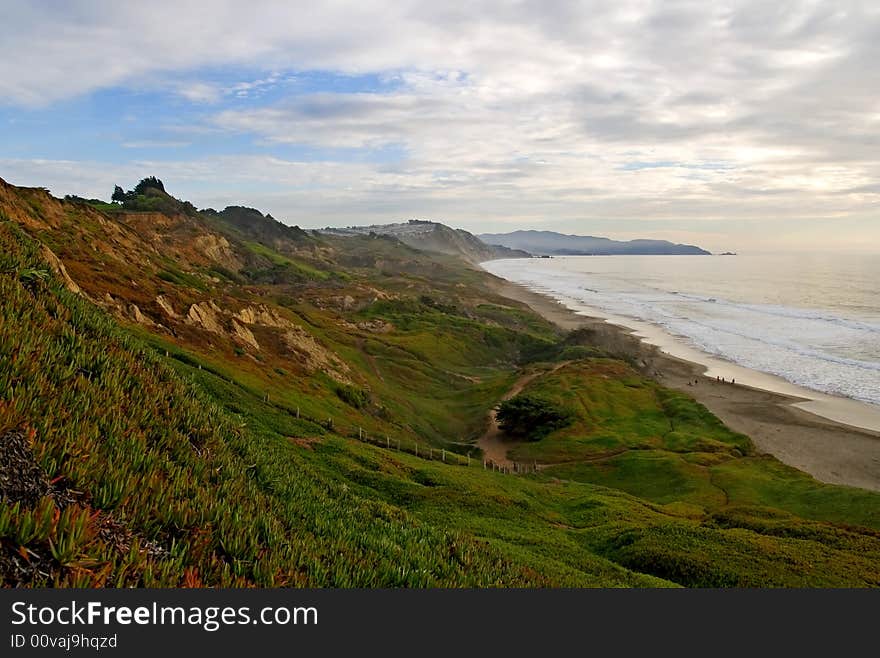 Cloudy skies over California coast