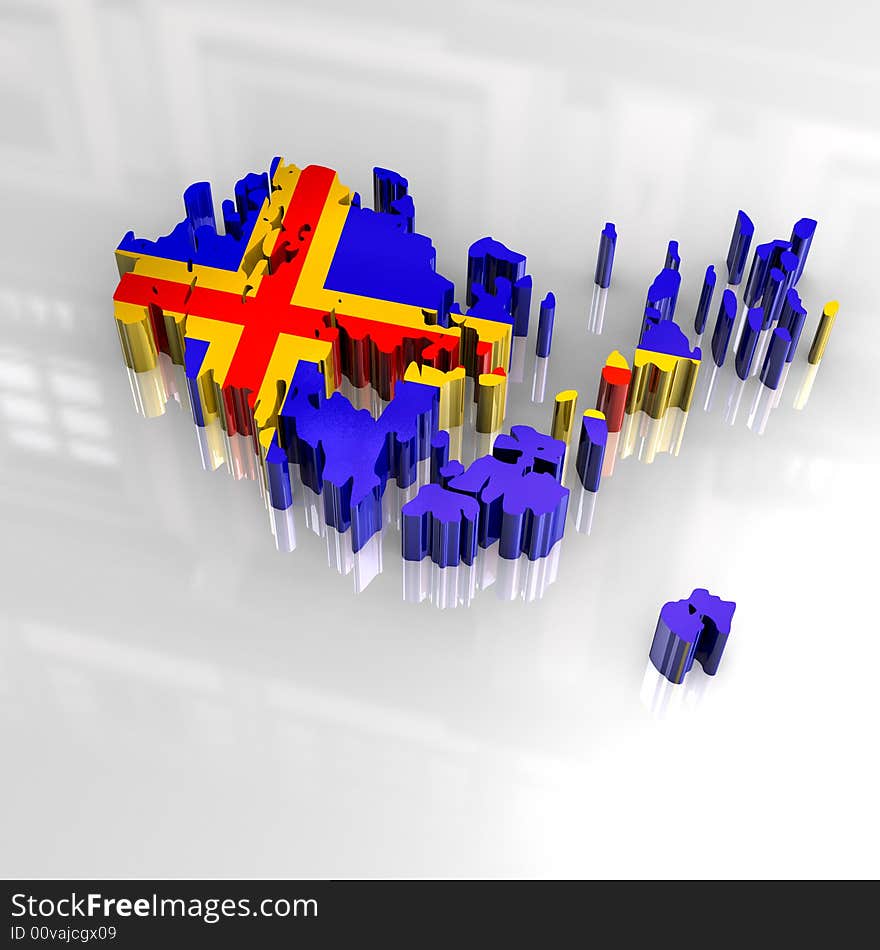 3d flag map of aaland