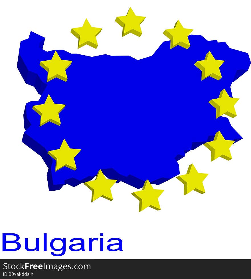 Contour map of Bulgaria with yellow EU stars. Contour map of Bulgaria with yellow EU stars