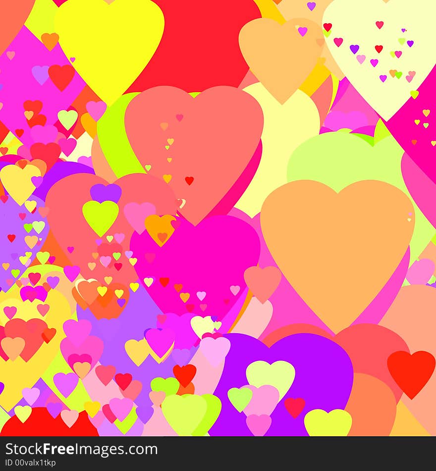 Background of rainbow hearts shape