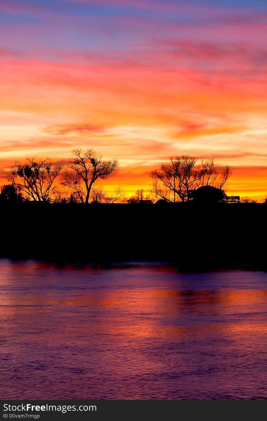 Colorful sunset over the river. Colorful sunset over the river