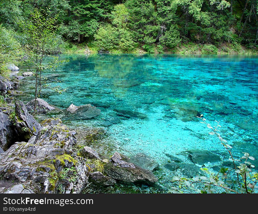 A mountain lake in Jiuzhaigou