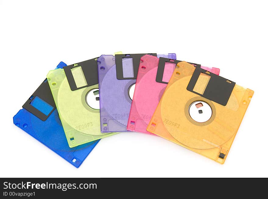 Color floppy disk, isolated on white background