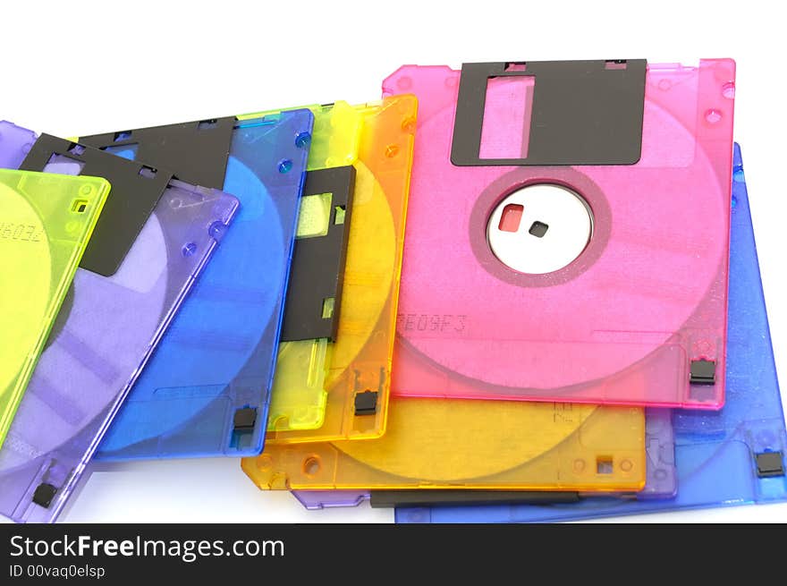 Color floppy disk, isolated on white background