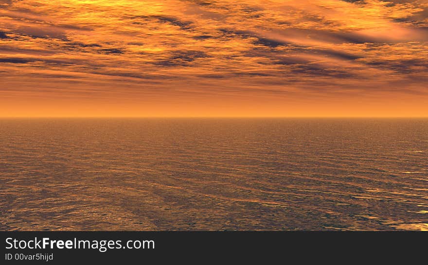 Beautiful sea and sky at sunset - digital artwork. Beautiful sea and sky at sunset - digital artwork