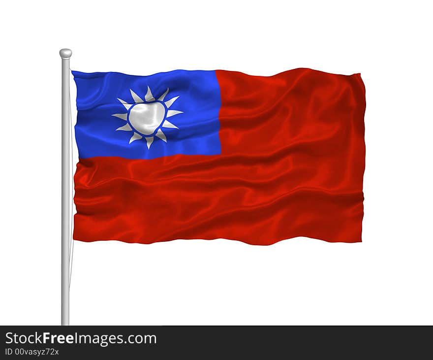 Illustration of waving Taiwanese flag on white. Illustration of waving Taiwanese flag on white