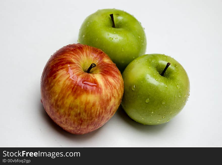 Three fresh apples of different colors and taste. Three fresh apples of different colors and taste