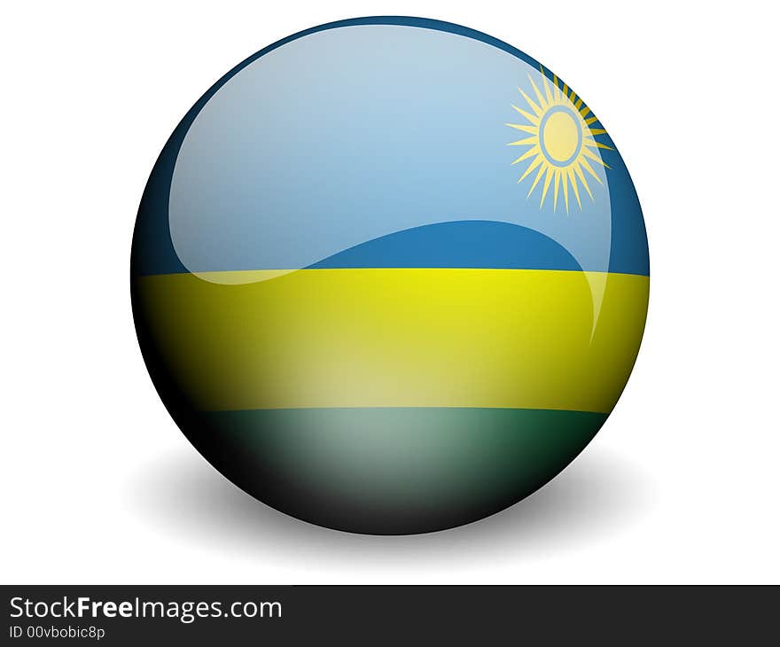 Round Flag of Rwanda With Glossy Effect