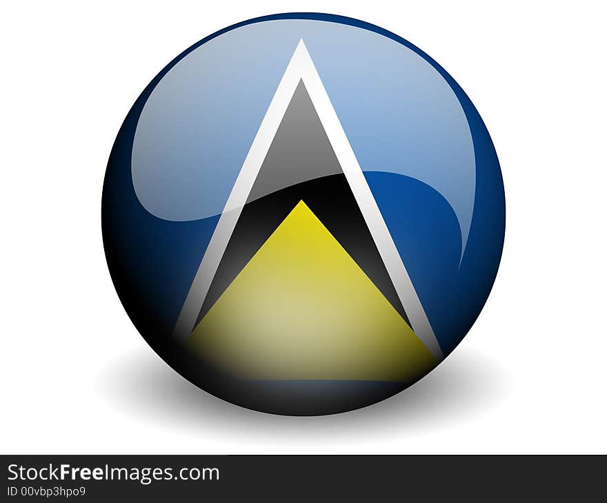 Round Flag of Saint Lucia With Glossy Effect