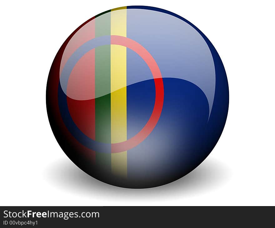 Round Flag of Sami With Glossy Effect