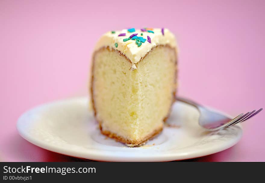 Single piece of cake with fork