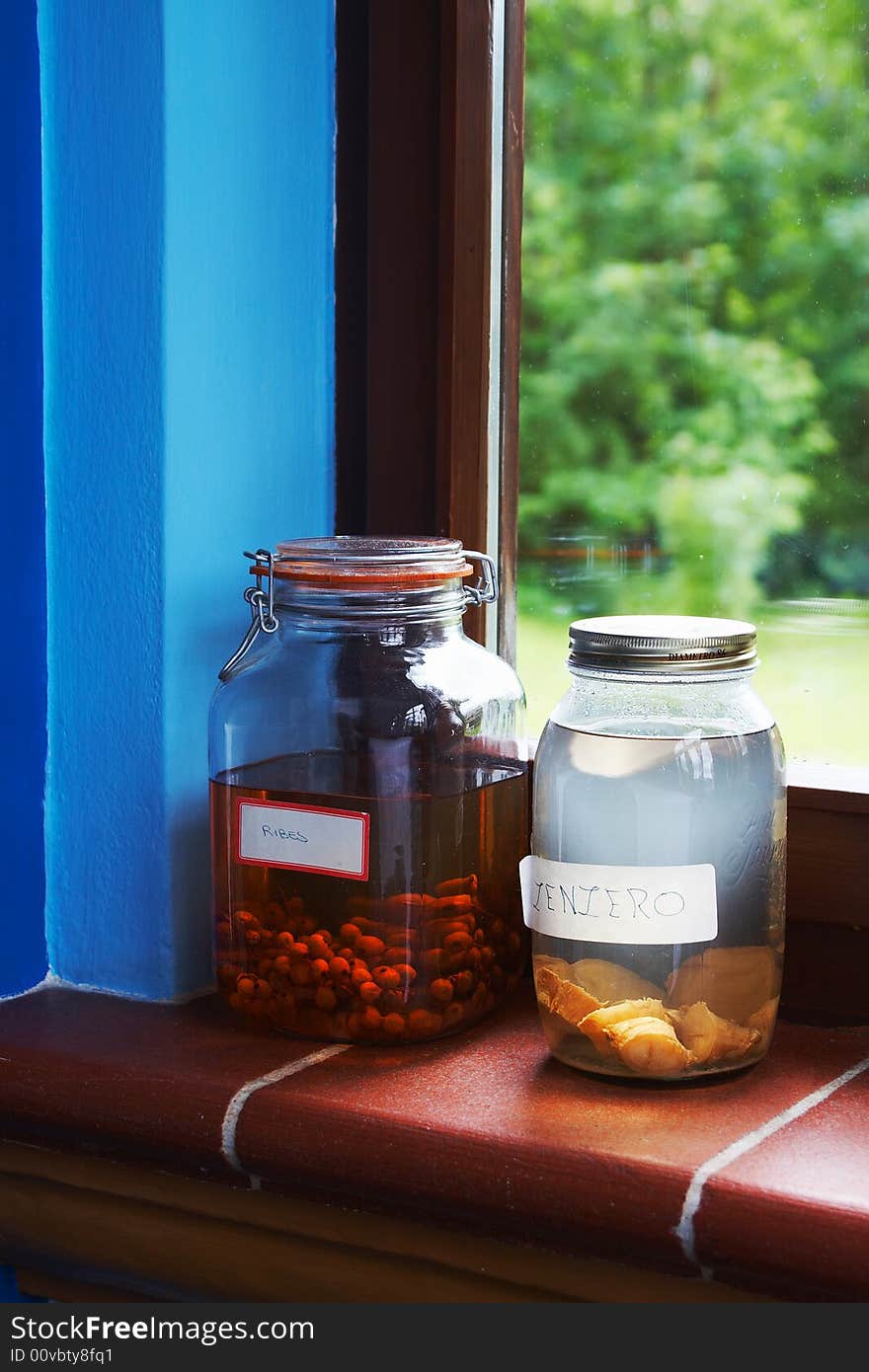 Jars on window